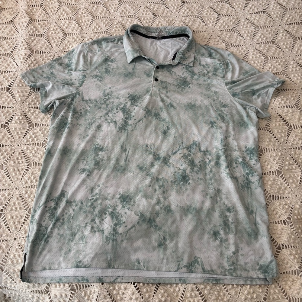 Men's Green Floral Golf Polo